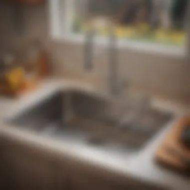 Maintaining a Functional Kitchen Sink A clean and well-maintained kitchen sink with flowing water.