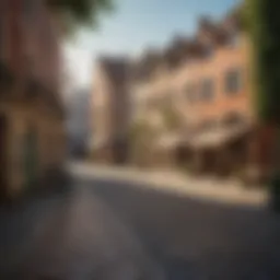 A picturesque town square with affordable housing options