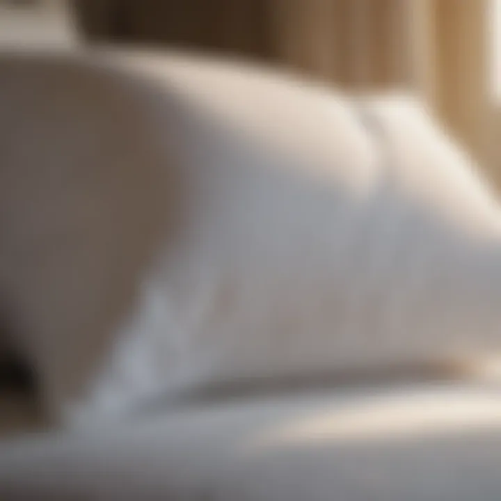 Close-up of a soft down pillow being air-dried under sunlight