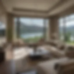 Luxurious Living Room with Panoramic Lake Views