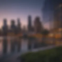 Architectural skyline of Chicago at dusk