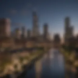 Panoramic view of River North showcasing its skyline and modern architecture