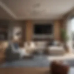 Modern two-bedroom apartment living room in Texas