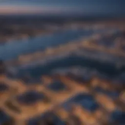 Aerial view of Baltimore Harbor at dusk