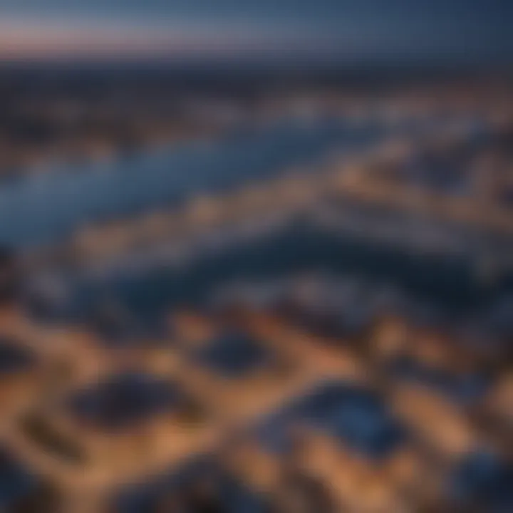 Aerial view of Baltimore Harbor at dusk
