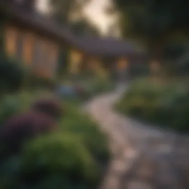 Beautiful garden landscape of a property for sale