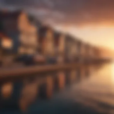A Coastal Town at Sunset Stunning sunset over a coastal town