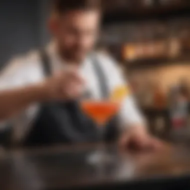 Artisanal craft cocktail being expertly prepared by a skilled mixologist in Dallas