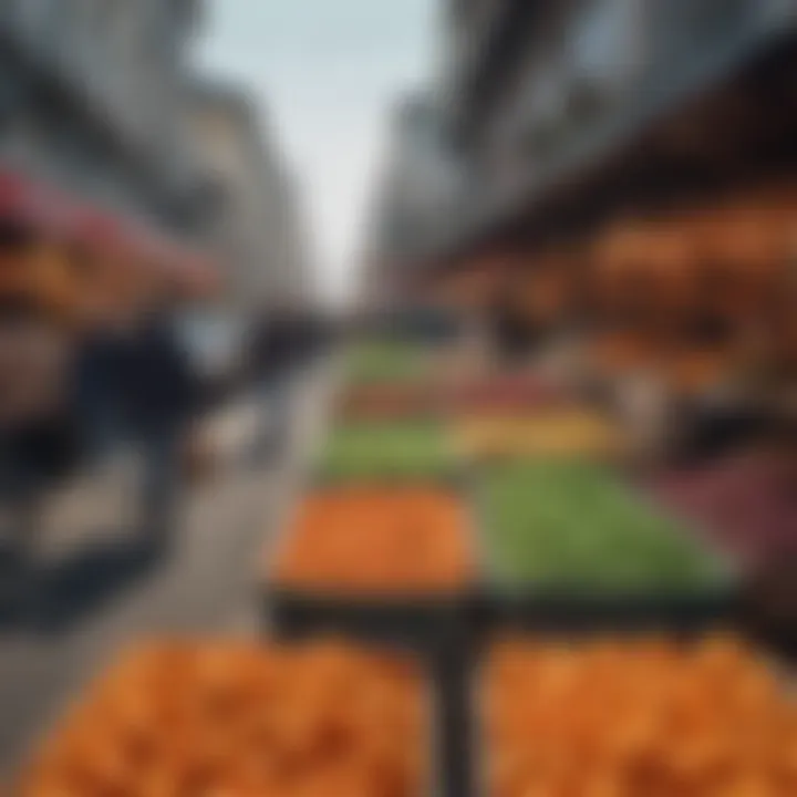 A bustling market scene in a San Francisco district