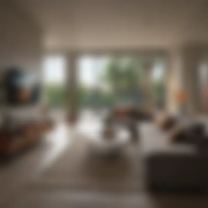 A scenic view showcasing modern living spaces in a trendy area