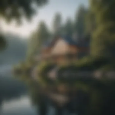 Tranquil waterfront homes along a serene lake