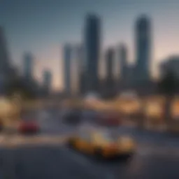 A bustling city skyline representing prime rental markets