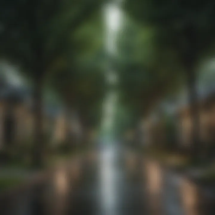 Charming neighborhood street lined with trees