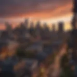 Vibrant city skyline of Seattle during sunset