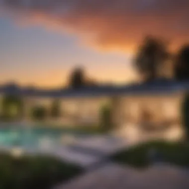 Beverly Hills Luxury Living Sunset over the upscale suburb of Beverly Hills