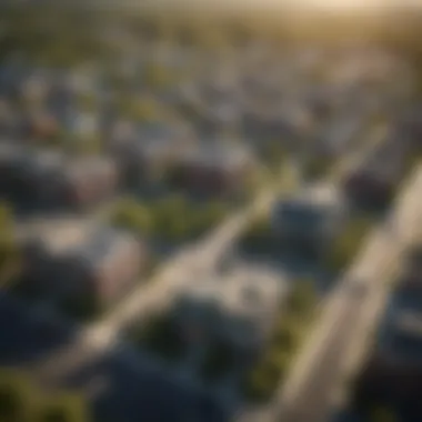 Aerial Perspective of Bridgeport Aerial view of Bridgeport, showcasing the urban landscape and green spaces.