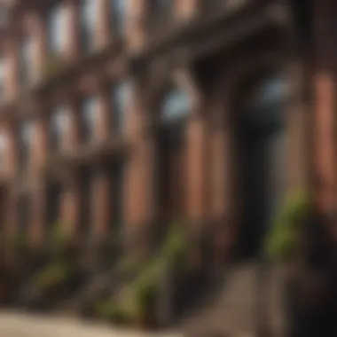 Intricate Design of Brownstone Facades Vintage brownstone facade showcasing intricate architectural details