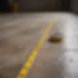Illustration of measuring floor space with a tape measure
