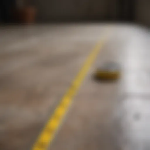 Illustration of measuring floor space with a tape measure