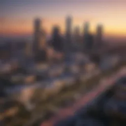 A panoramic view of Century City skyline showcasing modern architecture
