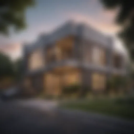 Elegant architectural facade of Chamberlain Oaks Apartments showcasing modern design elements