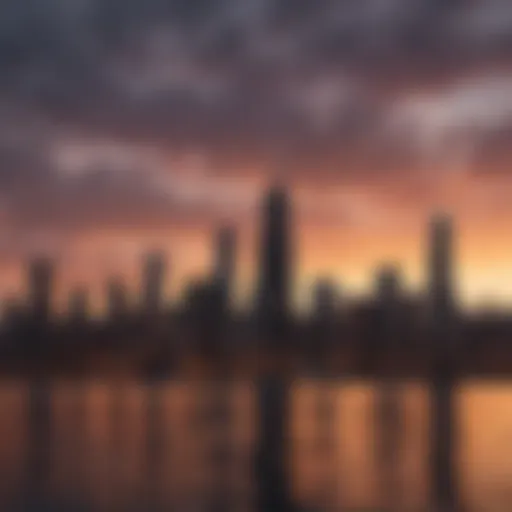 Artistic view of Chicago skyline at sunset