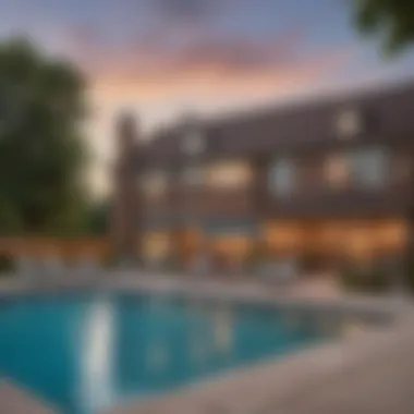 Community amenities of Chimney Hill Townhomes, featuring a swimming pool and recreational area