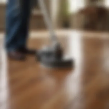 Polishing hardwood floors with a professional buffer machine