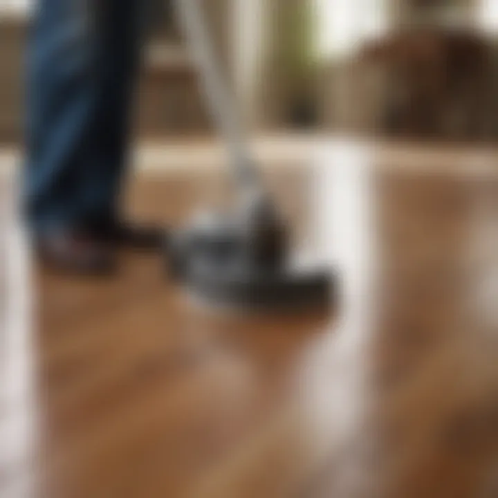 Polishing hardwood floors with a professional buffer machine