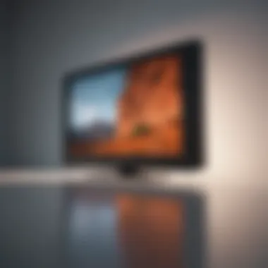 Pristine TV Screen Reflection Close-up of a pristine TV screen reflecting ambient light.