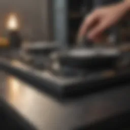 Cleaning solution being applied to flat stove top surface