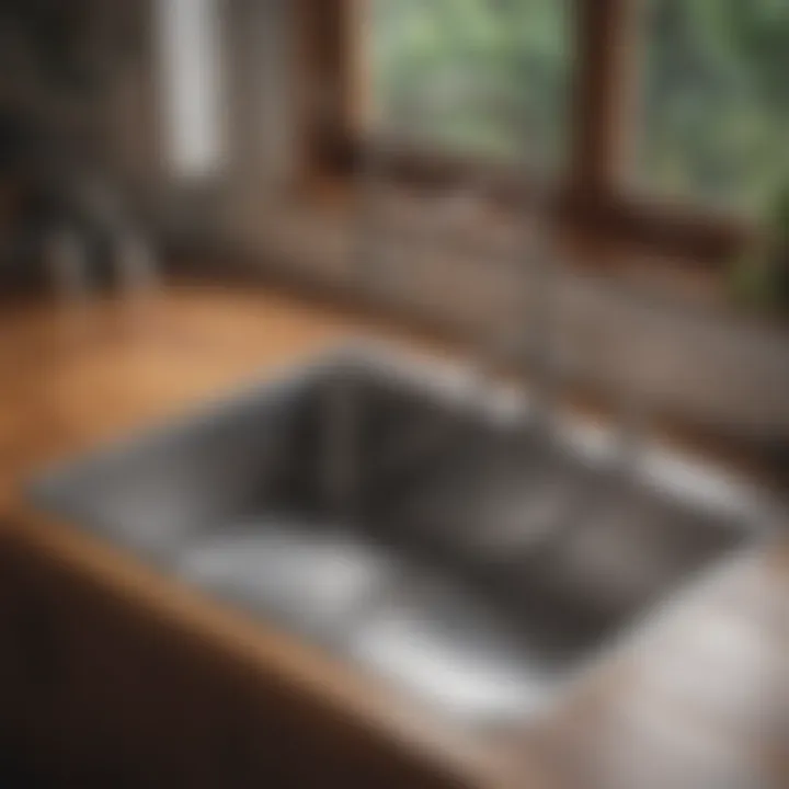 Stainless steel kitchen sink showcasing a spotless surface