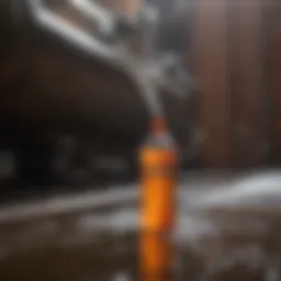 Chemical Drain Cleaner Removing Buildup in Pipe