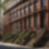 A stunning row of classic brownstones showcasing intricate facades and stoops