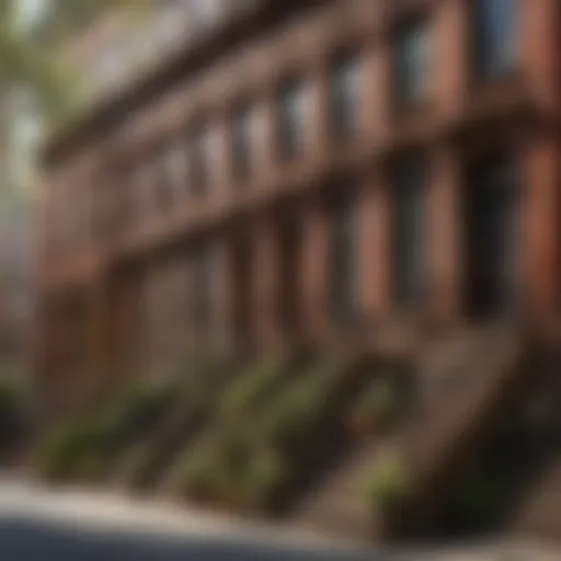 A stunning row of classic brownstones showcasing intricate facades and stoops