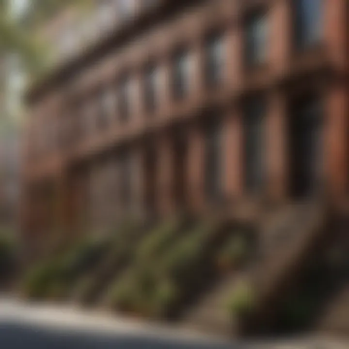 A stunning row of classic brownstones showcasing intricate facades and stoops