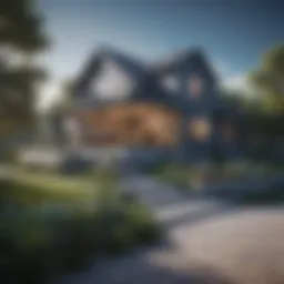 A visually appealing blueprint of a house with investment symbols