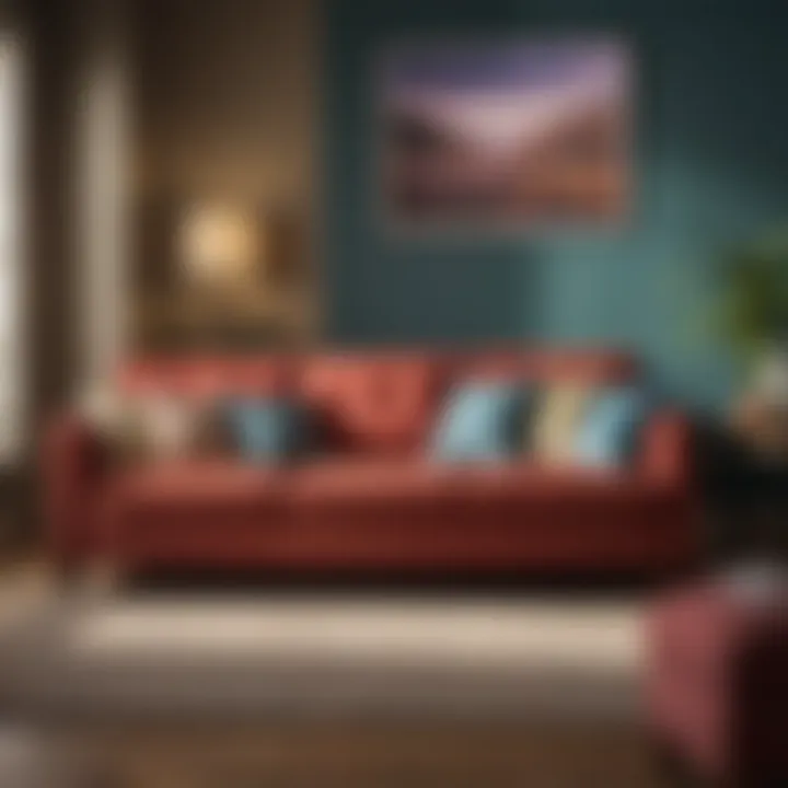 A beautifully restored couch with vibrant colors and fresh upholstery.