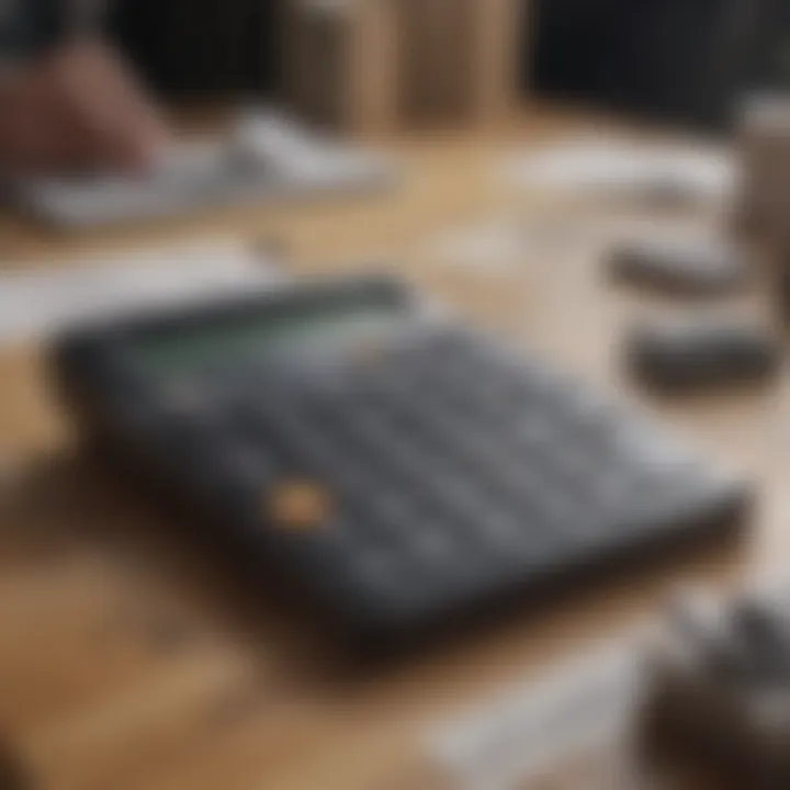 A calculator displaying various formulas related to area calculations.