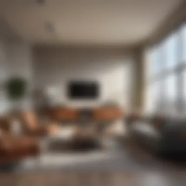 Modern Living Space in Confluence Denver Stylish living room at Confluence Denver Apartments showcasing modern decor