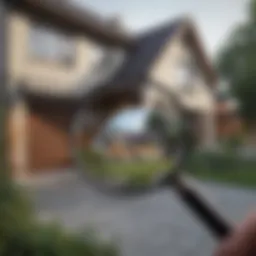 Illustration depicting a magnifying glass on a house
