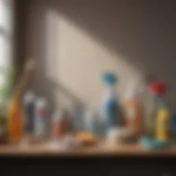 Organized cleaning supplies neatly arranged