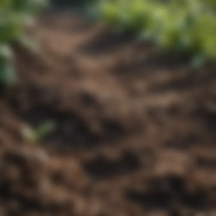 Close-up of healthy soil enriched with organic matter ready for planting