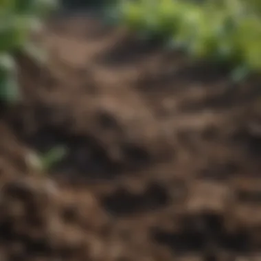 Nourishing Soil for Urban Gardening Close-up of healthy soil enriched with organic matter ready for planting