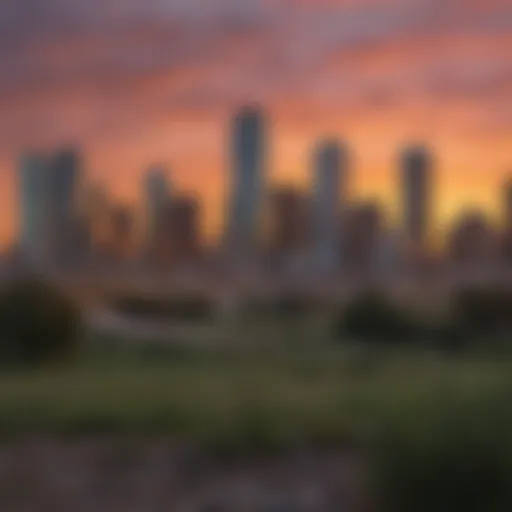 Dallas skyline at sunset