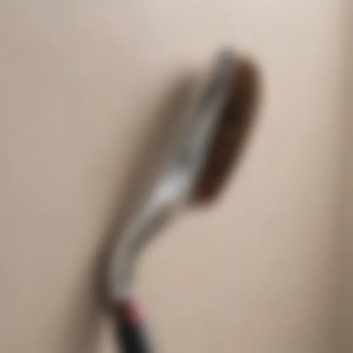 Close-up of a corner being thoroughly cleaned with a brush