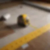 Measuring tape on a floor plan