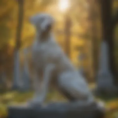 Sculptures depicting devotion and love for pets at West Laurel Hill Pet Cemetery