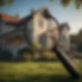A magnifying glass over a house silhouette