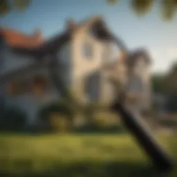 A magnifying glass over a house silhouette